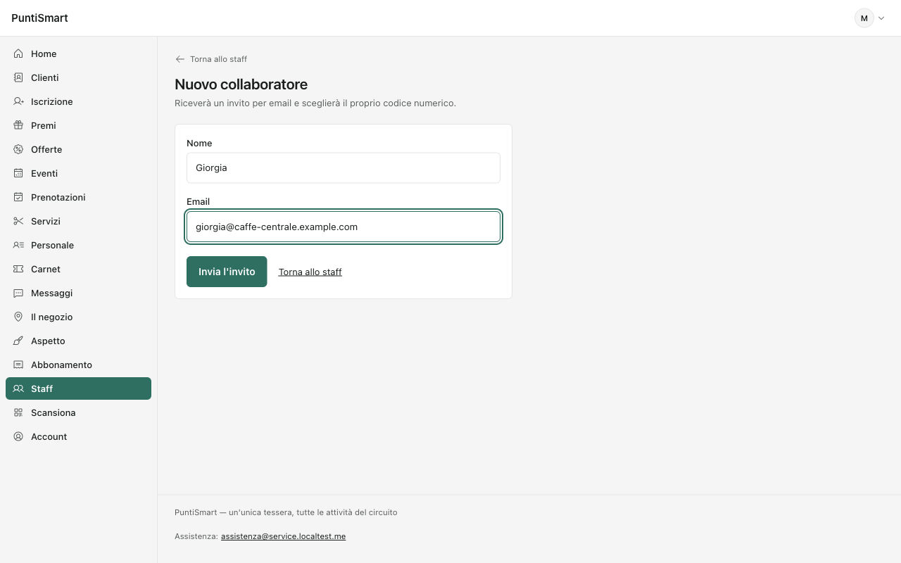 Inviting Giorgia by email