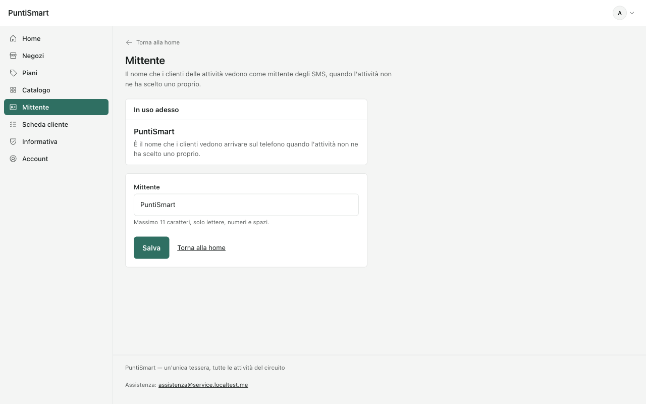 PuntiSmart is the default SMS sender